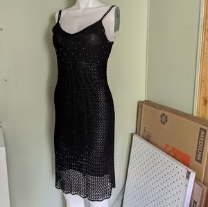 Guess beaded black crochet dress